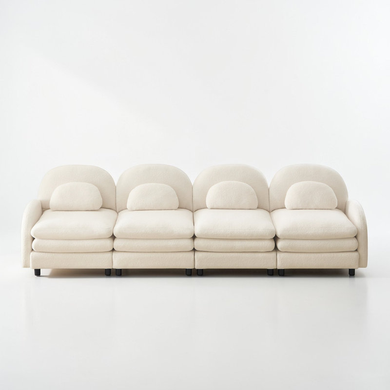 Canapé 4 places Genveve Teddy, H 35,4 po x l 129,1 po x P 33,8 po, Blanc beige
