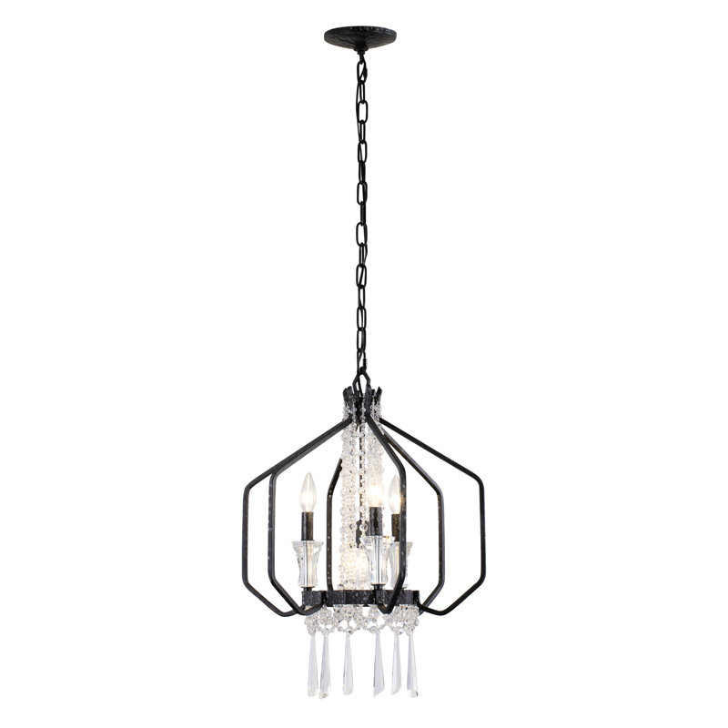 Lustre géométrique à 4 lumières de style bougie Jarrett, Onyx
