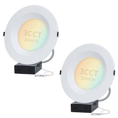 10 Inch Recessed LED Commercial Downlight with J-Box, Wattage Adjustable 22/29/37.5W,3 Color Selectable 3000K-5000K, 120-277V,0-10V Dimmable, IC Rated,Canless LED Downlight,UL & Energy Star