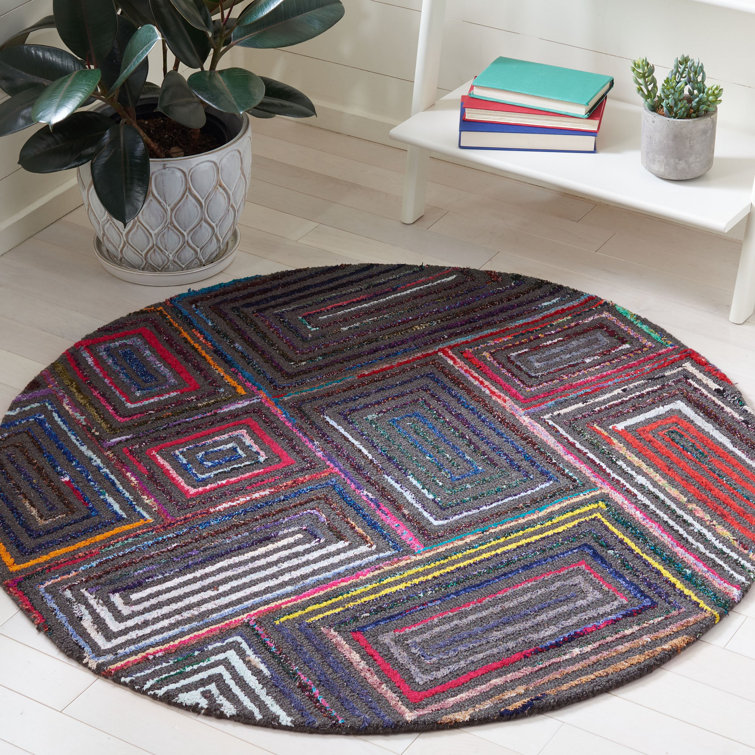Anaheim Nantucket Hand Tufted Wool/Cotton Geometric Rug in Pink/Green