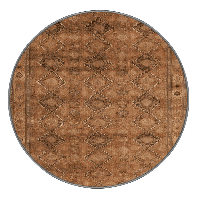 Tapis brun lavable à la machine, Rond 7 pi