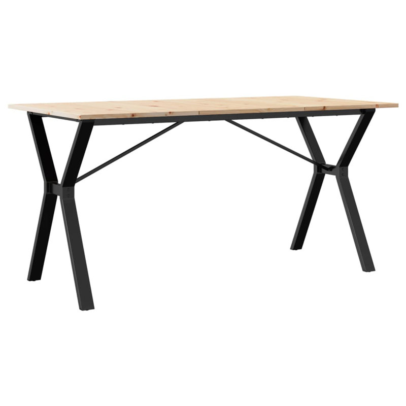 vidaXL Dining Table Y-Frame Solid Wood Pine and Steel, 75cm H x 160cm L x 80cm W