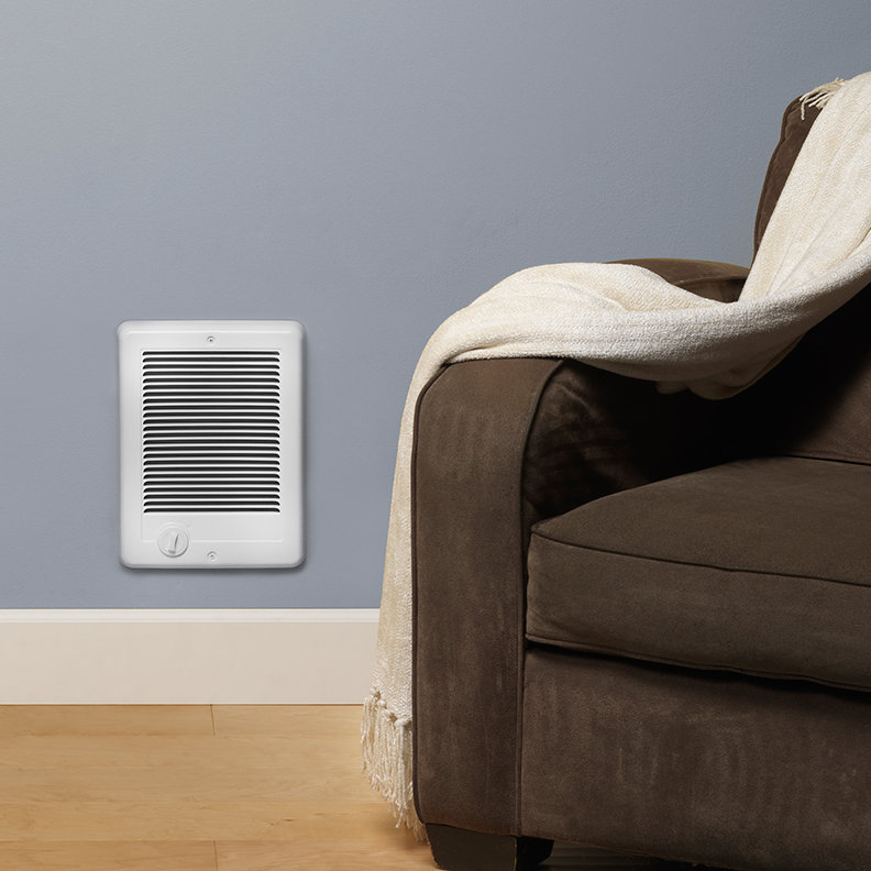 White Electric Wall Heater with Thermostat and Automatic Shut-off