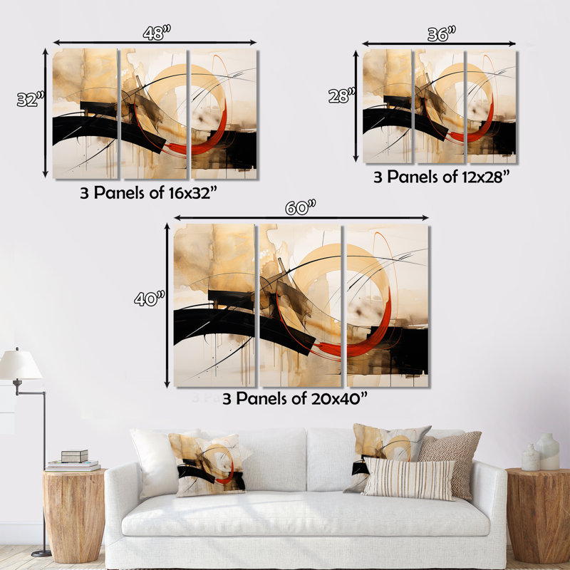 Conversations of the Earth, formes dynamiques sur toile, 3 pièces, H 32 po x l 48 po x P 1 po