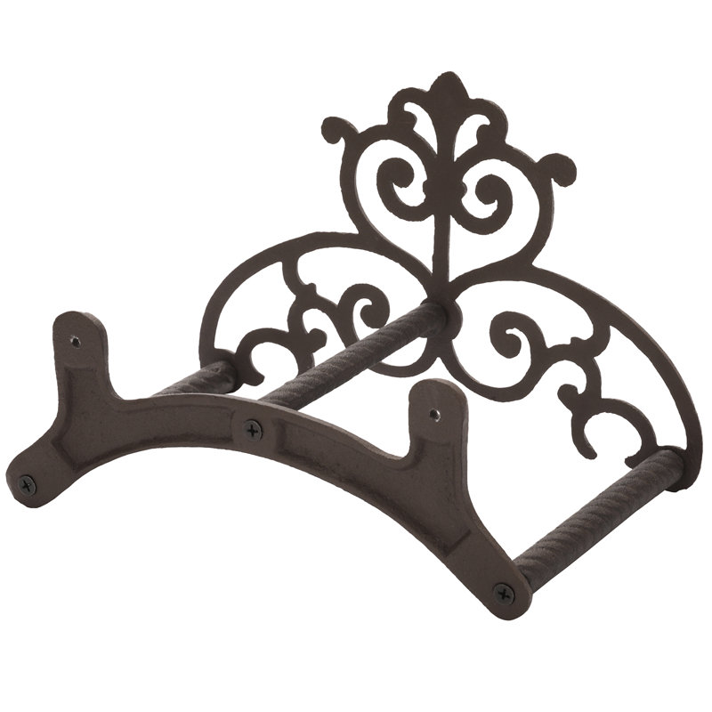 Brown Cast Iron Scrollwork Wall Mounted Hose Holder