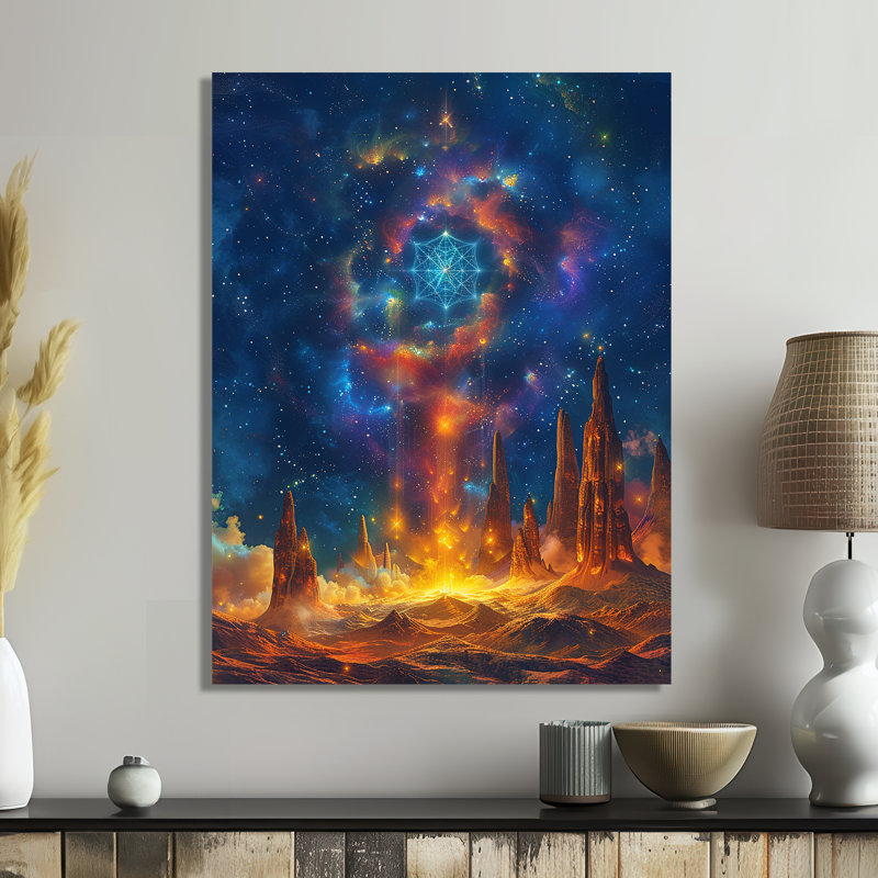 Portail magique en cristal dans le ciel - espace, art mural, salon, Métal métal, H 20 po x l 12 po x P 1 po