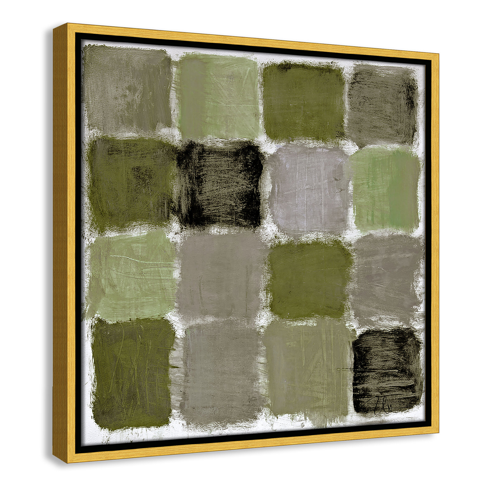 Coppola "Powder Room Green Reflections" Print, 17.5" H x 17.5" W, Gold