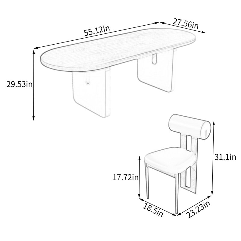 Ensemble de salle à manger Annechien, H 29,53 po x L 55,12 po x l 27,56 po, 7, Brun