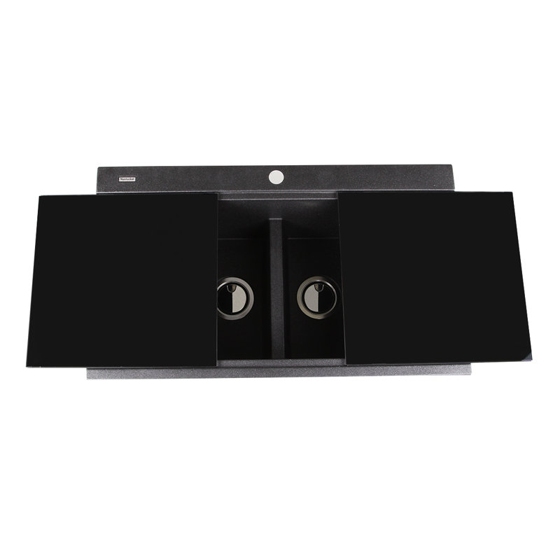 Plymouth 34'' L Double Basin Kitchen Sink, Black