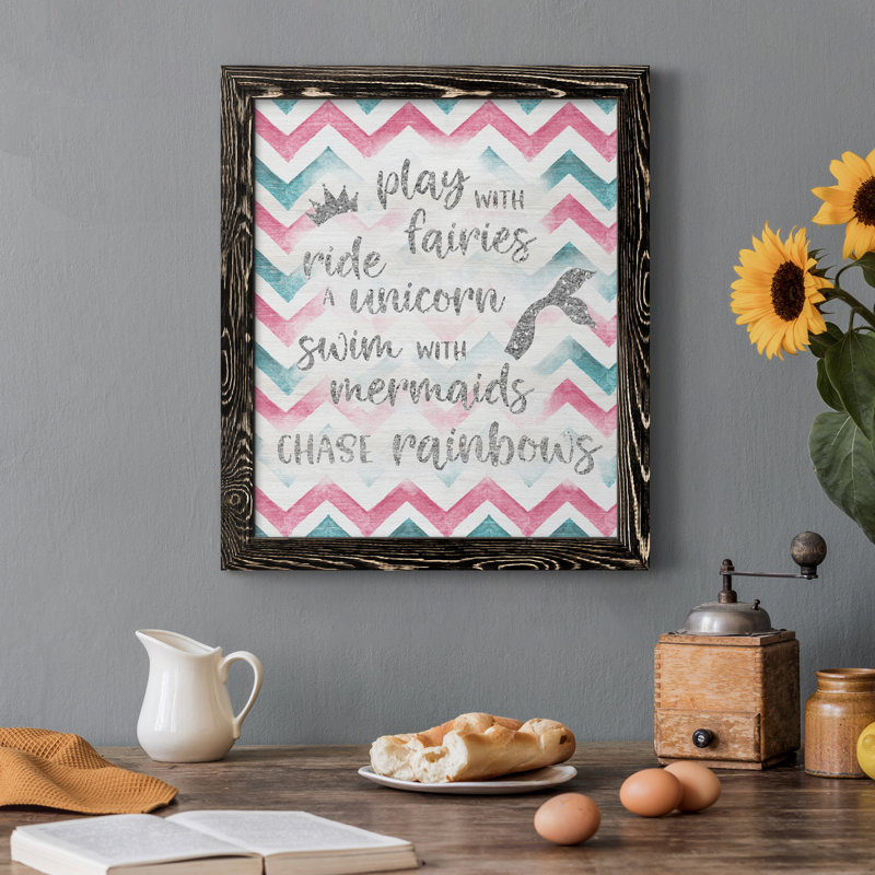 Fairies Unicorns Mermaids Fairies Unicorns Mermaids - reproduction d'art sur toile, H 44 po x l 31 po x P 1 po, Noir