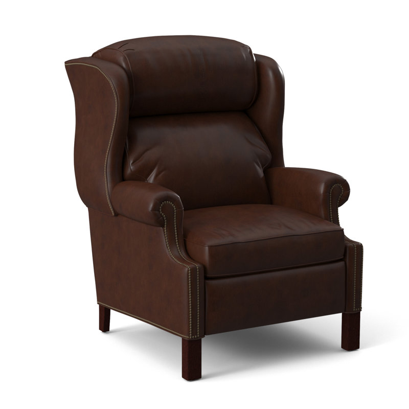 Chippendale Recliner, Rio Mineral Genuine Leather, Mahogany, #9 Natural