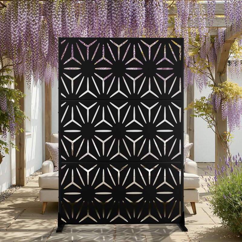 Cloison d'intimité en métal autoportante ou murale avec pieds plus larges l 4 pi x H 6 pi, Noir