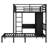 Full XL Over Twin Metal Bunk Bed with Folding Desk, LED Closet, Space-Saving & Noise-Reducing, Sturdy Black Frame