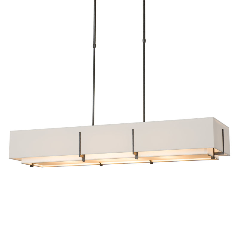 Exos 4 - Light Unique/Statement Linear Pendant, Natural Iron, Flax Shade