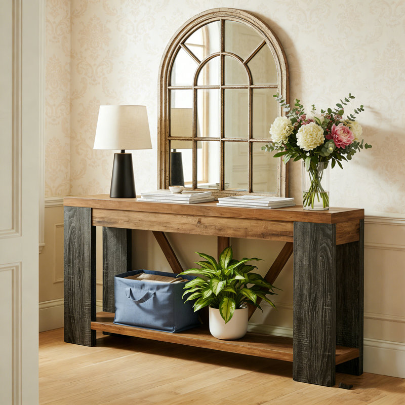 70.8" Console Table, 2-Tier Long Sofa Table Hallway Table