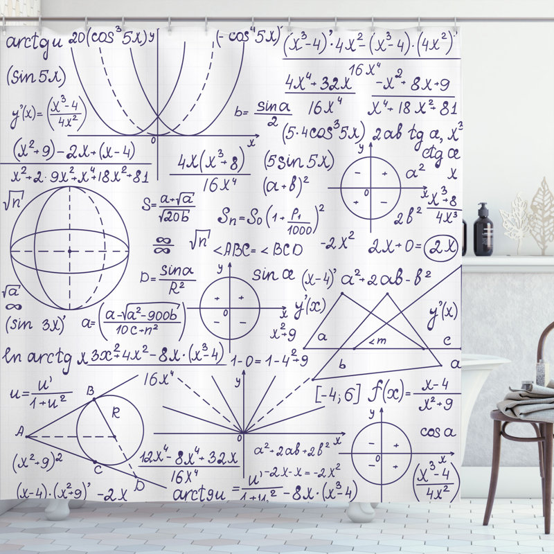 Rideau de douche à image unique modern school genius brillant geometry Channin, H 75 po x l 69 po