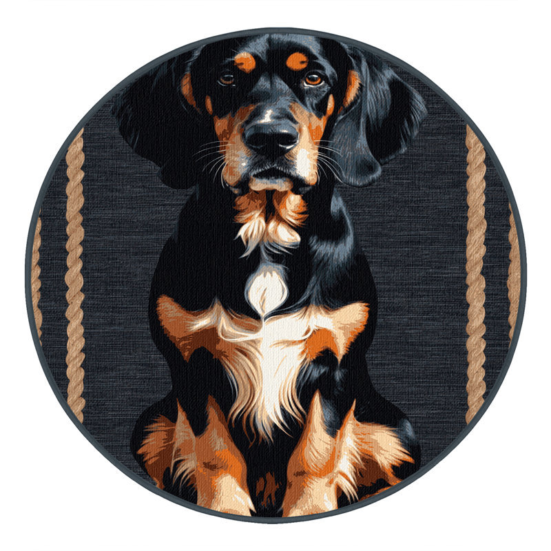 Washable Gordon Setter Dogs Area Rug, Round 4'
