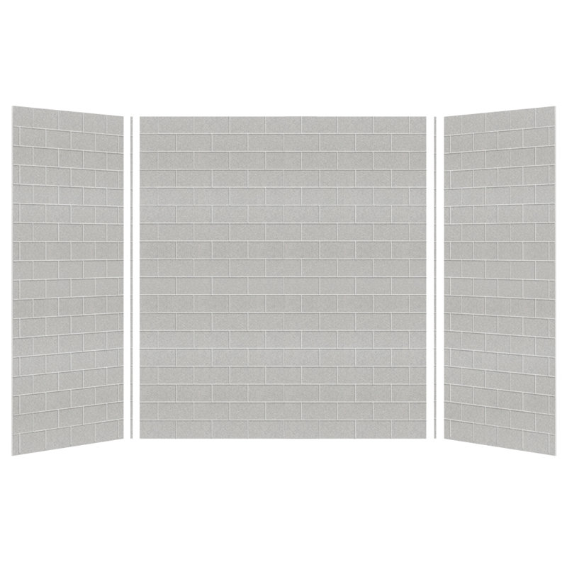 Saramar Three Panel Shower Wall, Gray Beach, 72" H x 60" W x 36" D