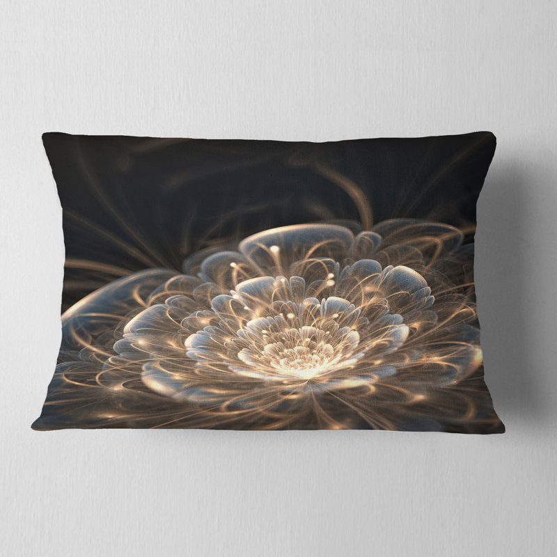 Coussin décoratif à motif floral Fractal Flower with Golden Rays, Rectangulaire, 12 po x 20 po