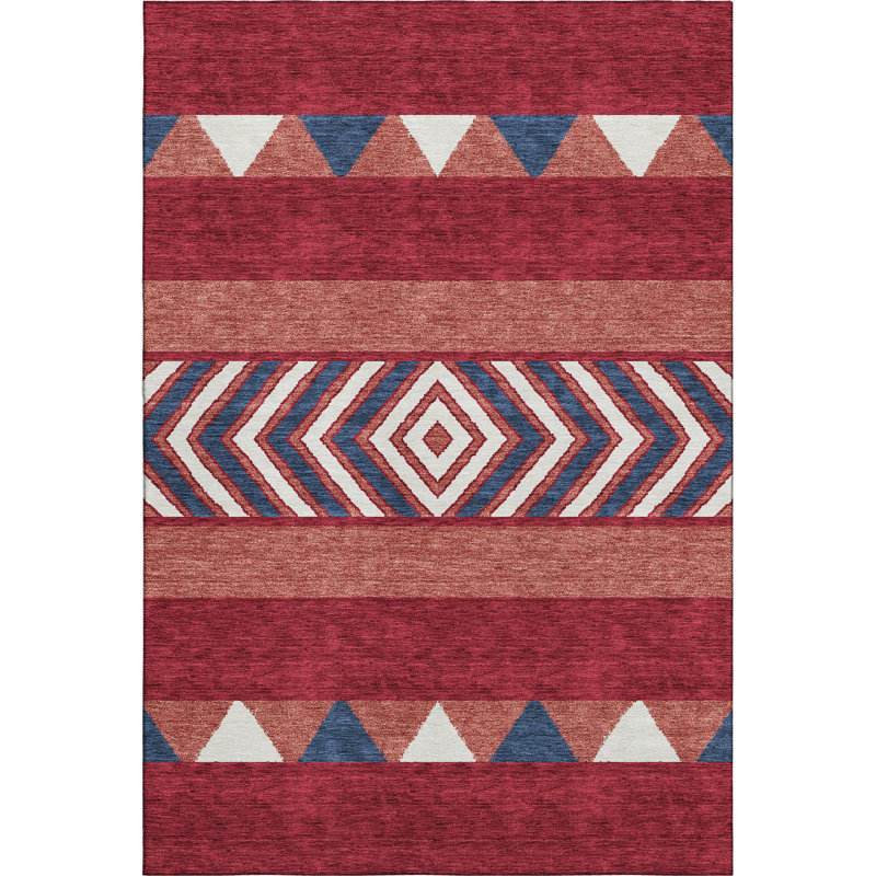 Tapis rouge Prisco lavable à la machine de qualité supérieure, Rectangle 2 pi 6 po x 3 pi 10 po