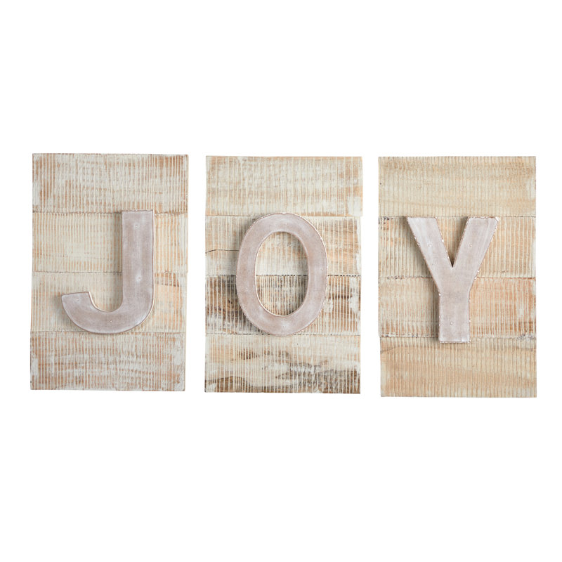Rustic Joy Wall Art Decor in Mango Wood
