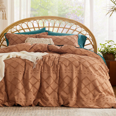 Bedsure Boho Duvet Cover King Size, Burnt Orange Boho Bedding Set For All Seasons(Set of 3)