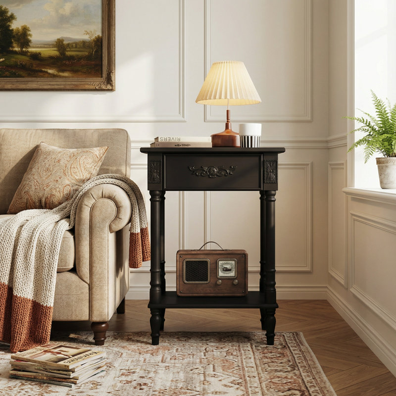 Roman-inspired 19.7" Console Table, Black