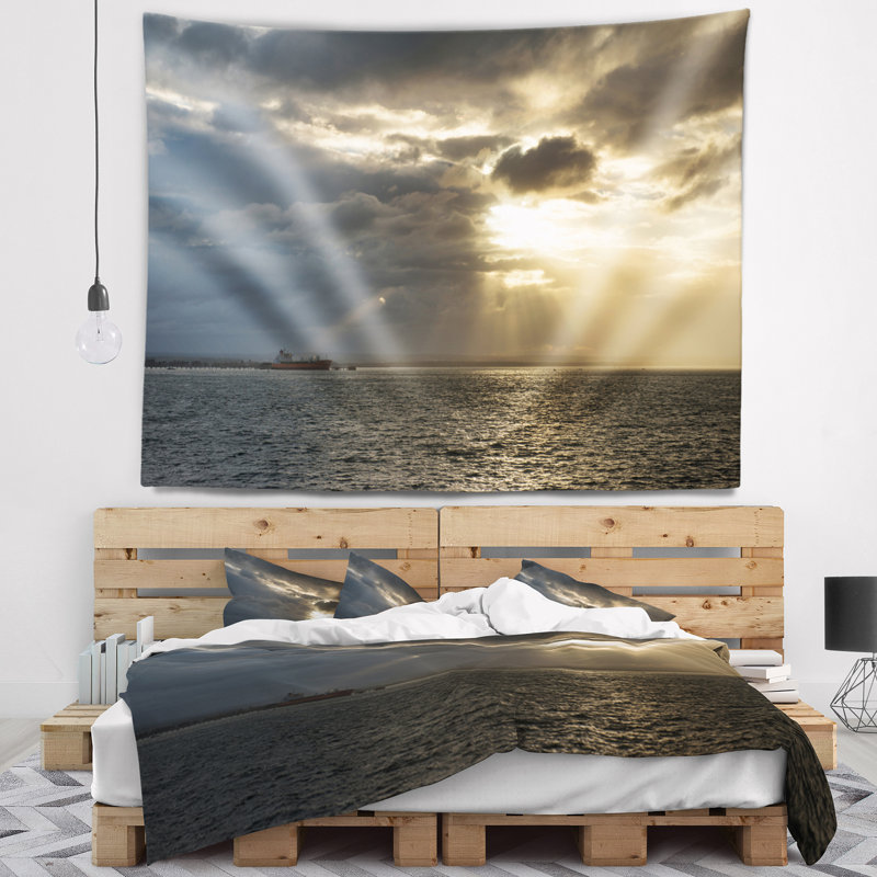 Tapisserie de plage magnifique à coucher de soleil à l’australie en mer, H 32 po x l 39 po