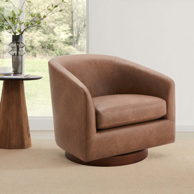 Bennett Vegan  Leather Swivel Barrel Chair