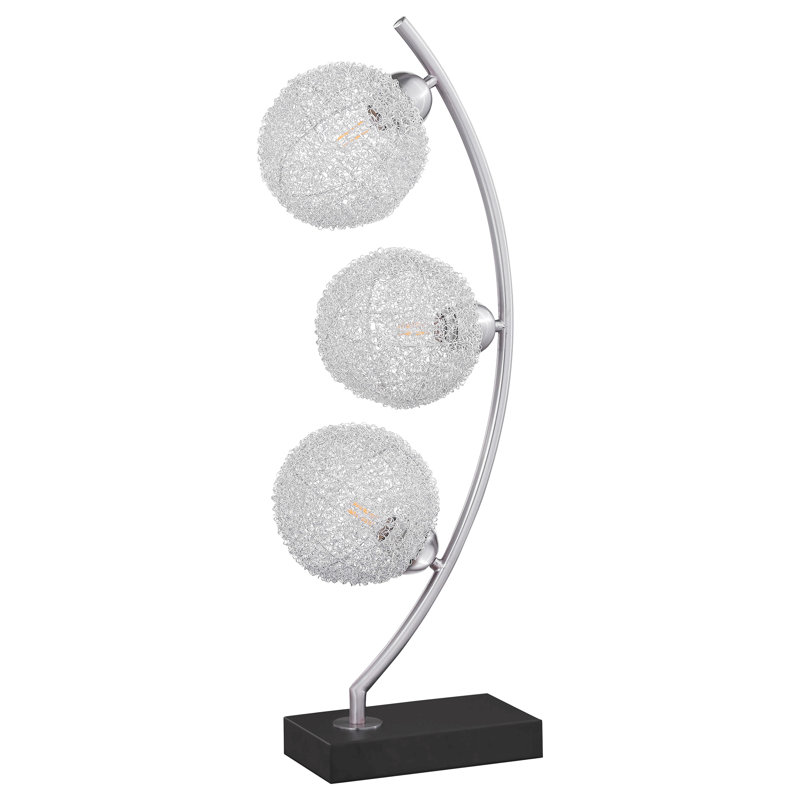 Lampe de table sphérique noire en métal tissé 30 pouces