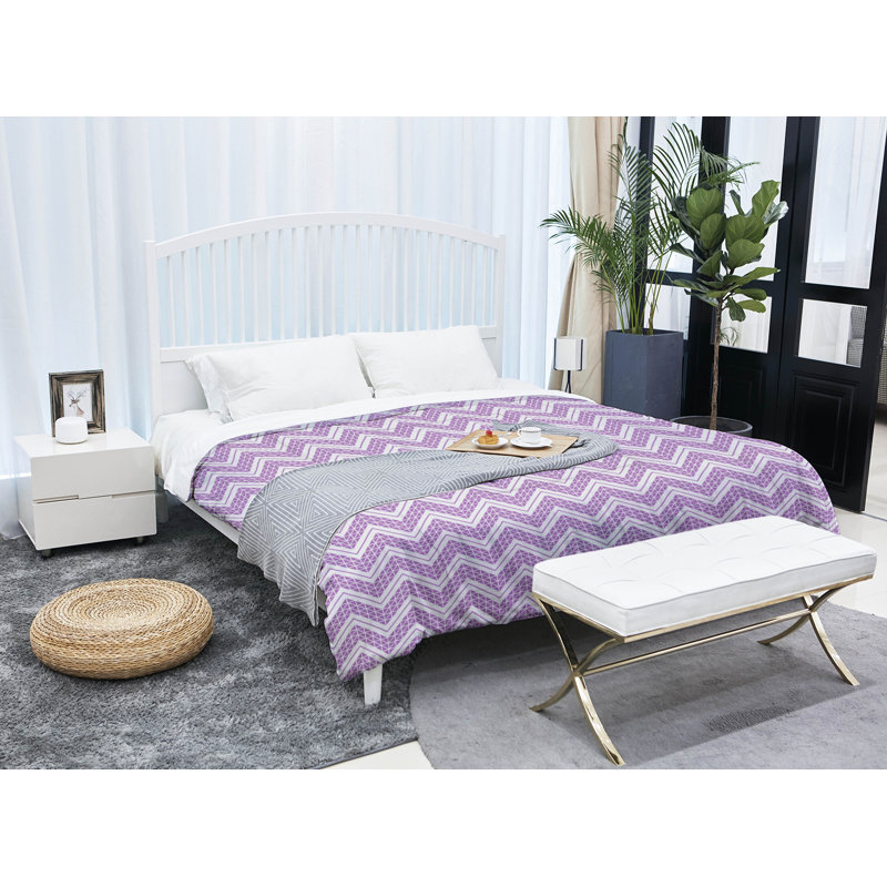Édredon simple en microfibre Rhonda Cheval, Édredon simple TG, Violet / blanc cassé