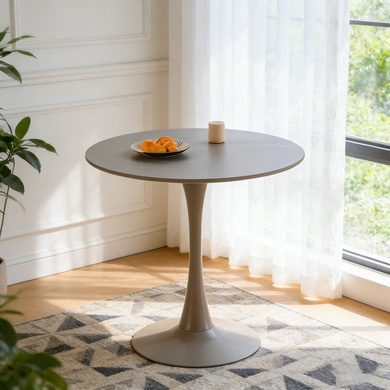 Table de salle à manger ronde pour 4 à 6 personnes, table de cuisine avec base en métal, H 28,74 po x L 31,5 po x l 31,5 po