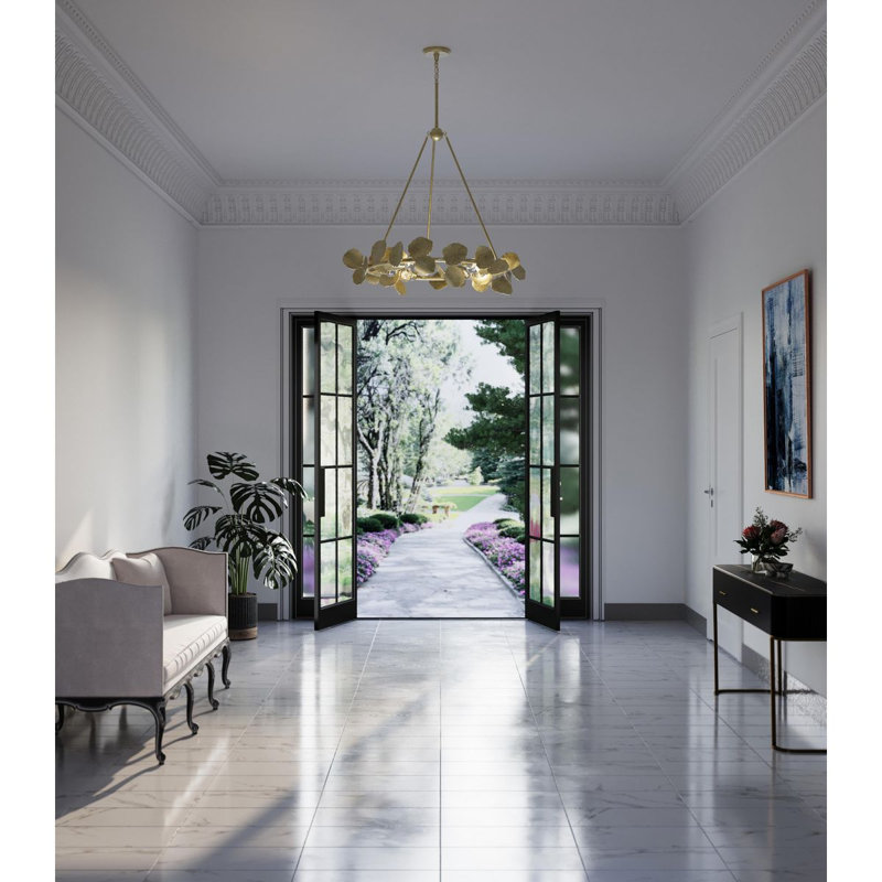 Laurel 6 - Light Dimmable Empire Chandelier, Gilded Silver