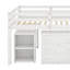 Lit mezzanine double avec armoire, tablettes et bureau