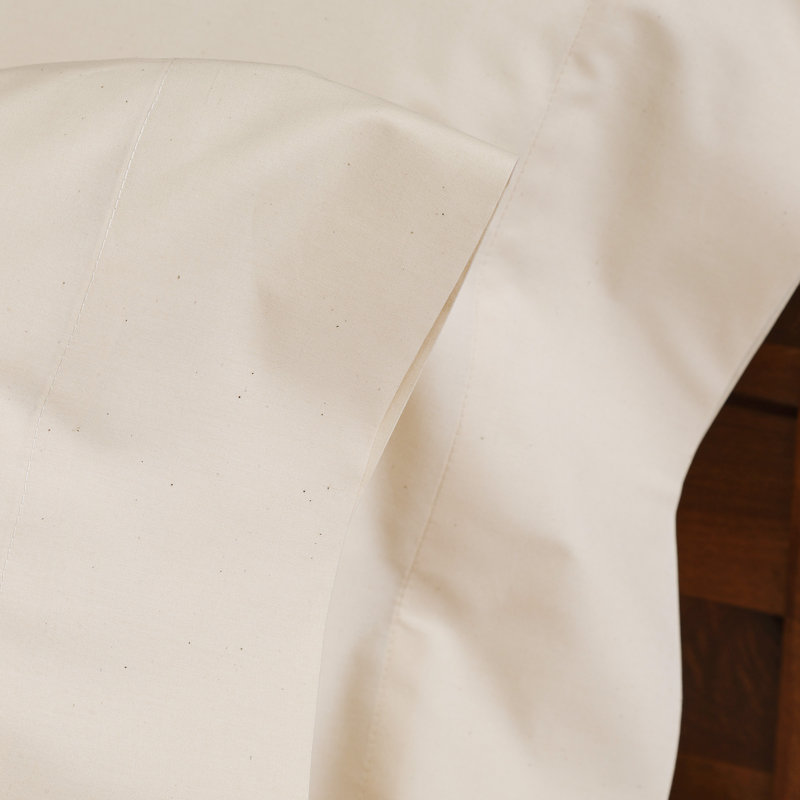 Cuddledown Katahdin Undyed Organic Percale Sheet Set, Natural, Full Sheet Set with 2 Pillowcases