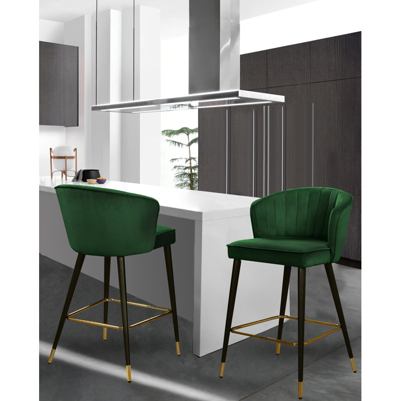 Tabouret de bar 27,3 po Cassie, Velours vert