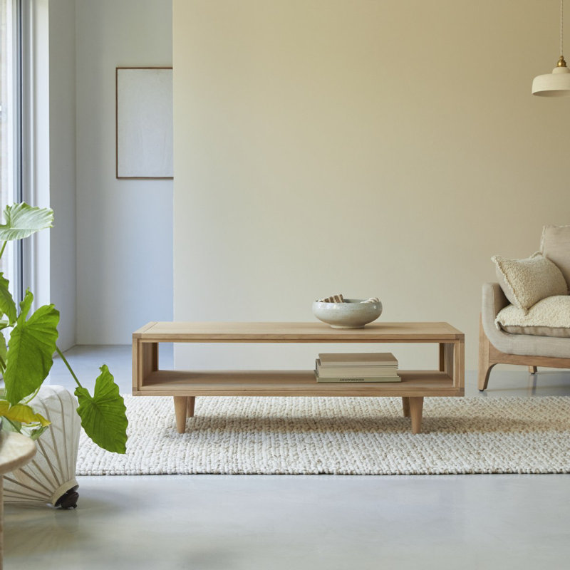 Jonàk Solid Wood Single Coffee Table, Natural Wood