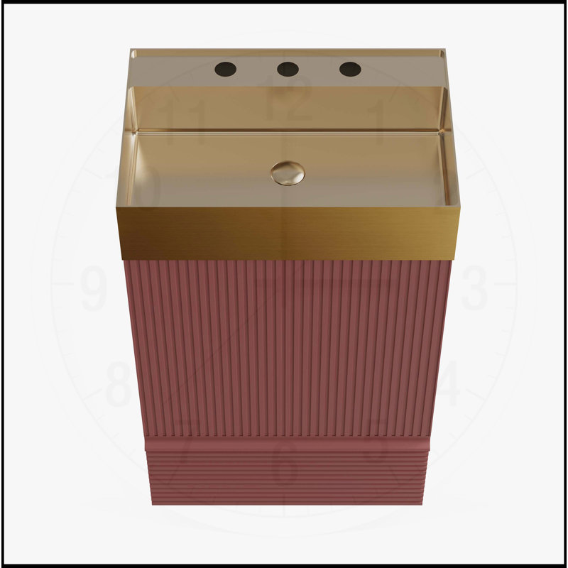 Meuble-lavabo moderne avec lavabo et rangement intégrés, H 32,7 po x l 20,09 po x P 13,79 po, Rouge
