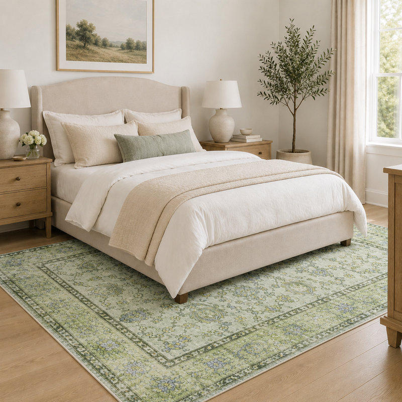 Fillender Washable Soft Vintage Rug Fashion Floral Rug For Living Room Dorm Decor, Rectangle 4' x 6'