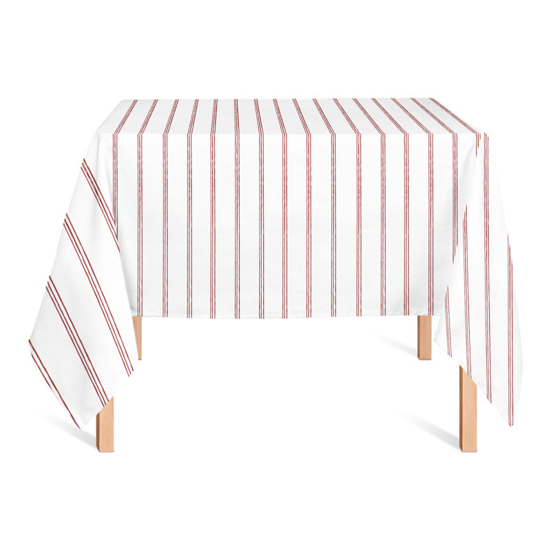 Striped Polyester Tablecloth, Red, 58" L x 58" W