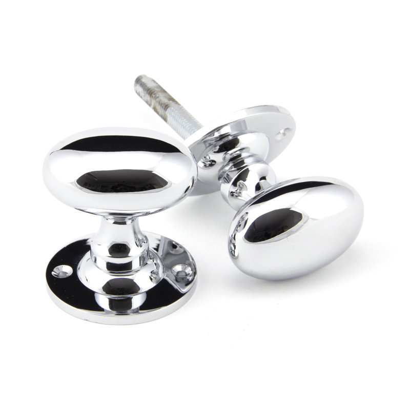 Oval Mortice/Rim Knob Set, Polished Chrome
