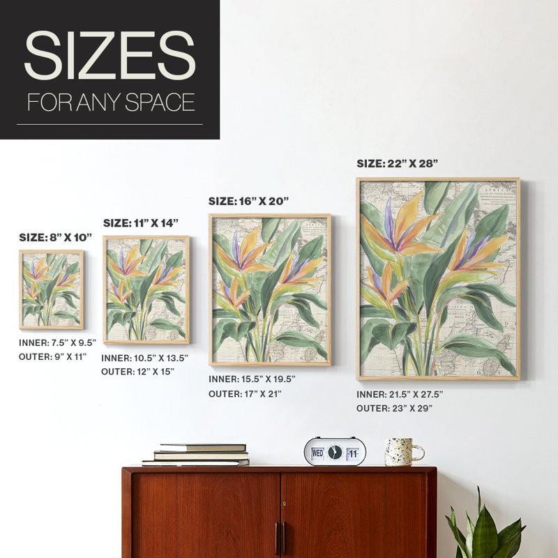 «Map Flora I», reproduction encadrée - bois massif, Naturel, H 21 po x l 17 po