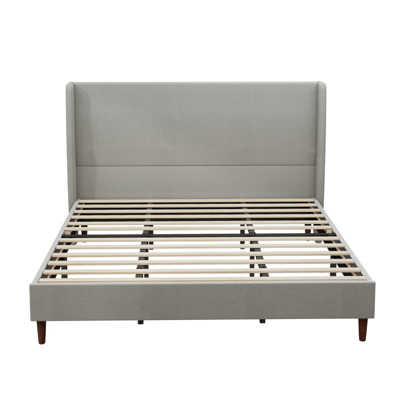 Structure de lit tapissier très grand avec tête de lit haute - système de support à 12 lattes, tissu chenille