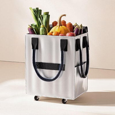 Foldable Rolling Shopping Cart Large Capacity Trolley Reusable