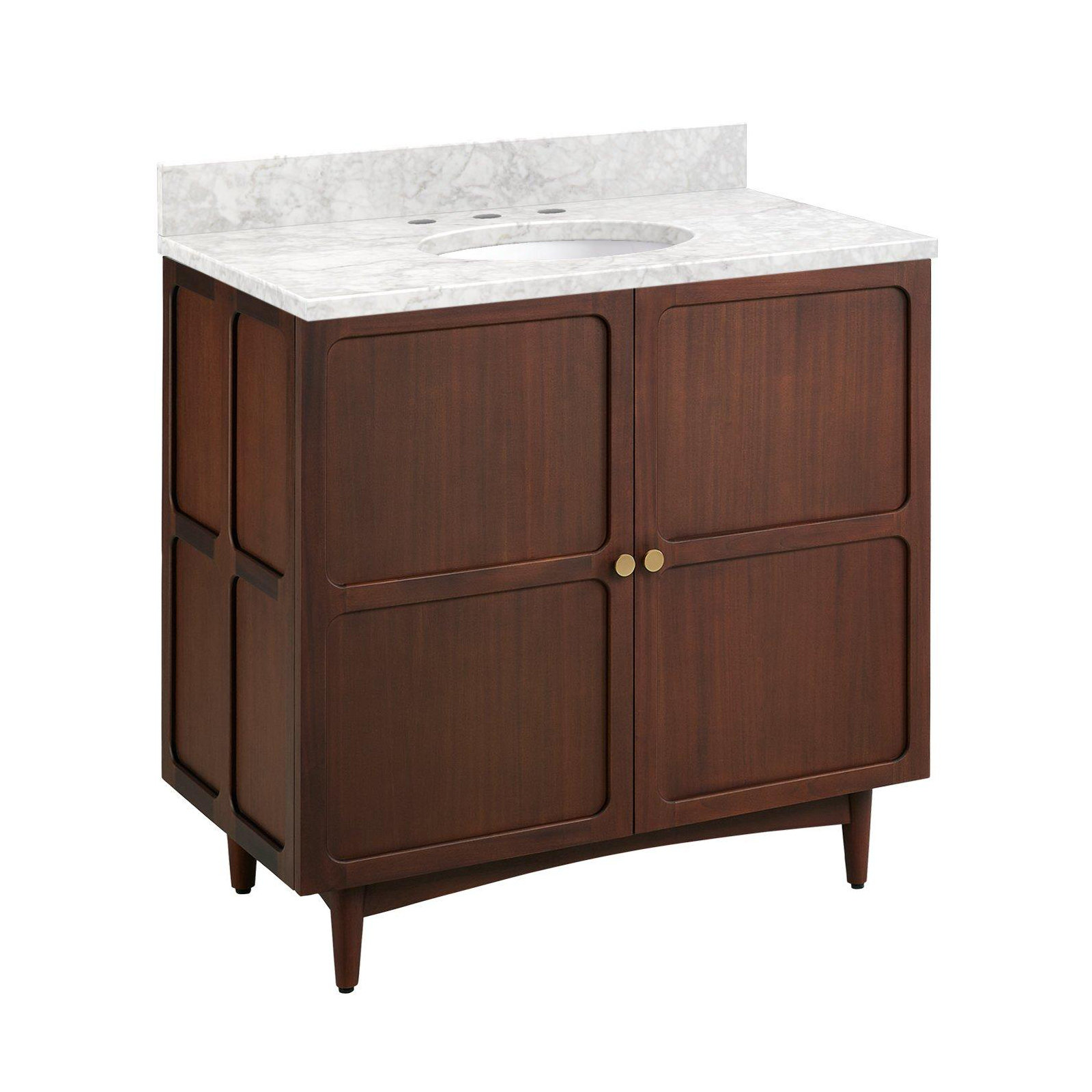 Delavan 30" Single Bathroom Vanity, Carrara Marble, 8" Widespread, Oval 