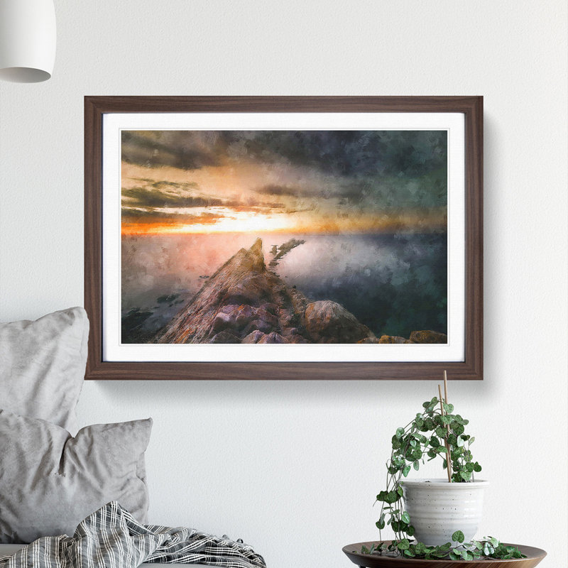 Rocks in the Ocean - Framed Print, 33cm H x 45cm W x 2cm D, Walnut Framed