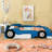 Race Car Platform Bed With Wheels In Blue - Strong Construction For A Relaxing Sleep Wheeled Car-shaped And Functional Good Night's Rest-852168813-852168785