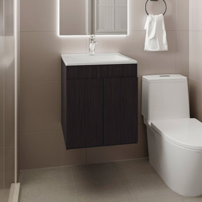 Bathroom Vanity 45 Meka, With Two Drawers And Open Shelf, Black