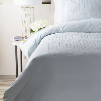 Plaza Cotton Geometric Shapes Duvet Cover, Twin, Light Blue