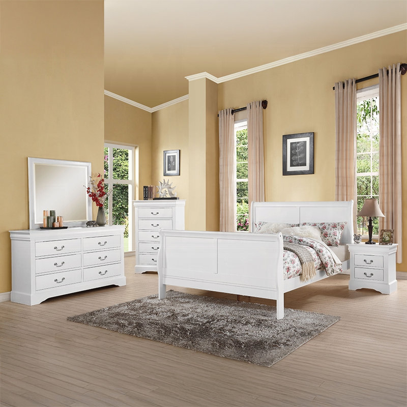 1Pc Classic White Finish 2-Drawers Nightstand Louis Phillipe Style Bedroom Furniture
